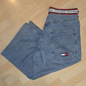 Rare Vintage Tommy Hilfiger Jnco Style Wide Leg Super Baggy Carpenter Jeans